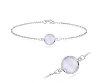 Rose Quartz Round Shape Silver Bracelet BRS-233